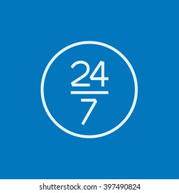 Abre las 24 horas y los 7 días en el icono de la línea de señas de trigo.