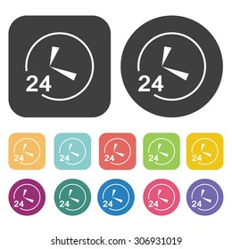 open 24 hours clock icons set. Vector Illustration eps10