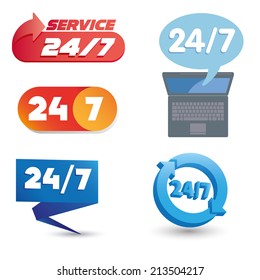 Open 24 hours a day and 7 days a week icons