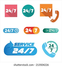 Open 24 hours a day and 7 days a week icons