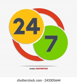 Open 24 hours a day and 7 days a week icon for your design