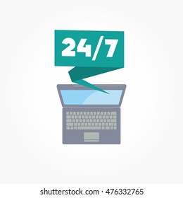 Open 24 hours day and 7 days week icon