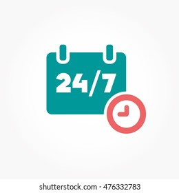 Open 24 hours day and 7 days week icon