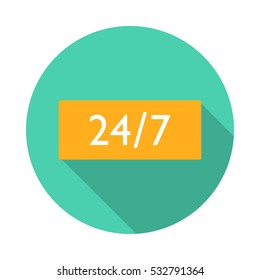 Open 24 hours a day and 7 days a week long shadow icon.