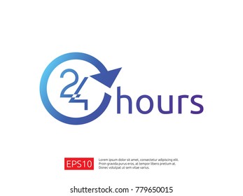 open 24 hours a day icon sign. isolated around circle symbol logo vector illustration