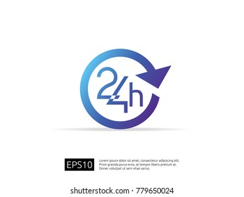 open 24 hours a day icon sign. isolated around circle symbol logo vector illustration