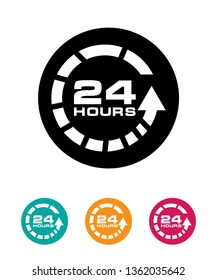 open 24 hours a day icons, vector