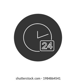 Open 24 hours a day line icon. Vector