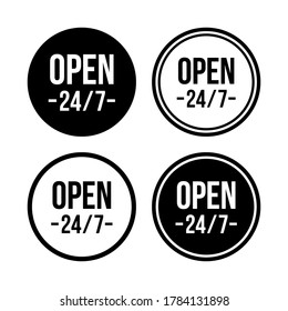 Abrir icono de 24 horas en blanco y negro
