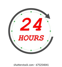 Open 24 hours icon eps10. Twenty four hours open service.