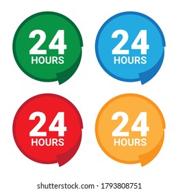 Open 24 hours icon Isolated On White Background. Vector