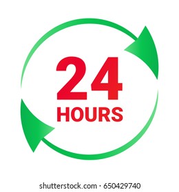 Open 24 hours icon Isolated On White Background. Vector