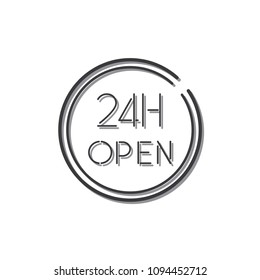 Open 24 hours icon, vector illustration design. Neon logo collection.