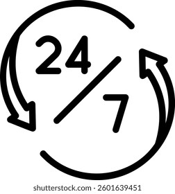 open 24 hours line icon illustration vector