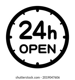 signo abierto las 24 horas. Ilustración vectorial simple.