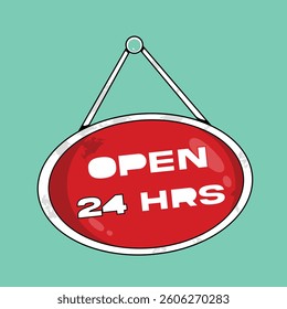 Open 24 Hours Signage illustration