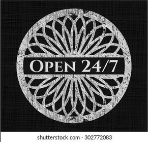 Open 24/7 chalkboard emblem