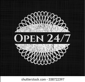 Open 24/7 chalkboard emblem