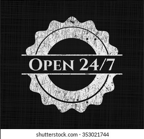 Open 24/7 chalkboard emblem