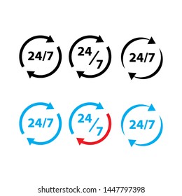 open 24/7 clock icon logo vector design template