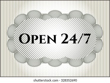 Open 24/7 colorful poster
