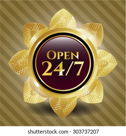 Open 24/7 gold shiny emblem