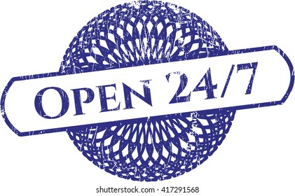 Estampilla de grunge abierta las 24 horas