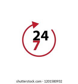 Open 24/7 Icon Design Logo Template