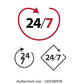 Open 24/7 Icon Design Logo Template