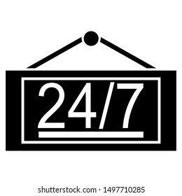 open 24/7 icon design vector template