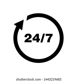 Open 24/7 Icon Vector design Logo Template