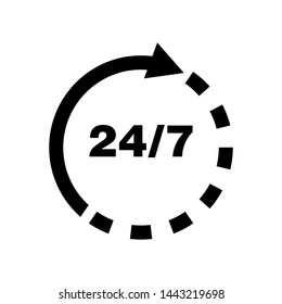 Open 24/7 Icon Vector design Logo Template
