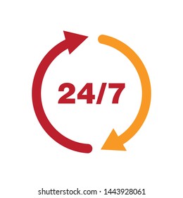 Open 24/7 Icon Vector design Logo Template