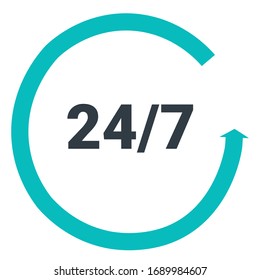 Open 24/7 Icon Vector Logo Template Logo Design Illustration. EPS 8 vector