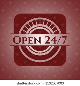 Open 24/7 red emblem