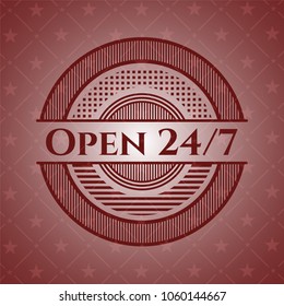 Open 24/7 retro red emblem