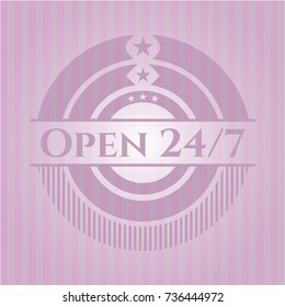 Open 24/7 retro style pink emblem