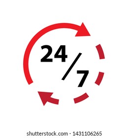 open 24/7 sign in design simple vector