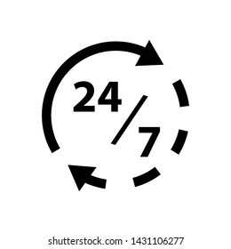 open 24/7 sign in design simple vector