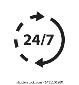 open 24/7 sign in design simple vector