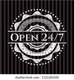 Open 24/7 silver shiny badge