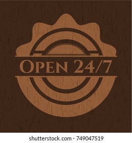 Open 24/7 wood emblem