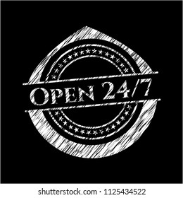  Open 24/7 written with chalkboard texture