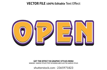 Open 3d text effect and editable text effect