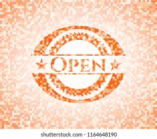 Open abstract orange mosaic emblem