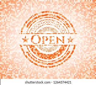 Open abstract orange mosaic emblem