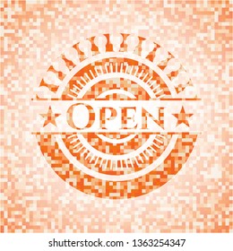 Open abstract orange mosaic emblem