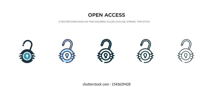 open access icon in different style vector illustration. two colored and black open access vector icons designed in filled, outline, line and stroke style can be used for web, mobile, ui