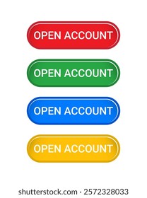 Open Account button icon set for Website, Graphics design project, Mobile App, etc.