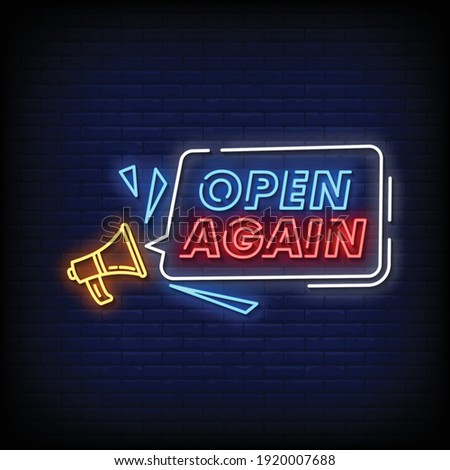 Open Again Neon Signs Style Text Vector
